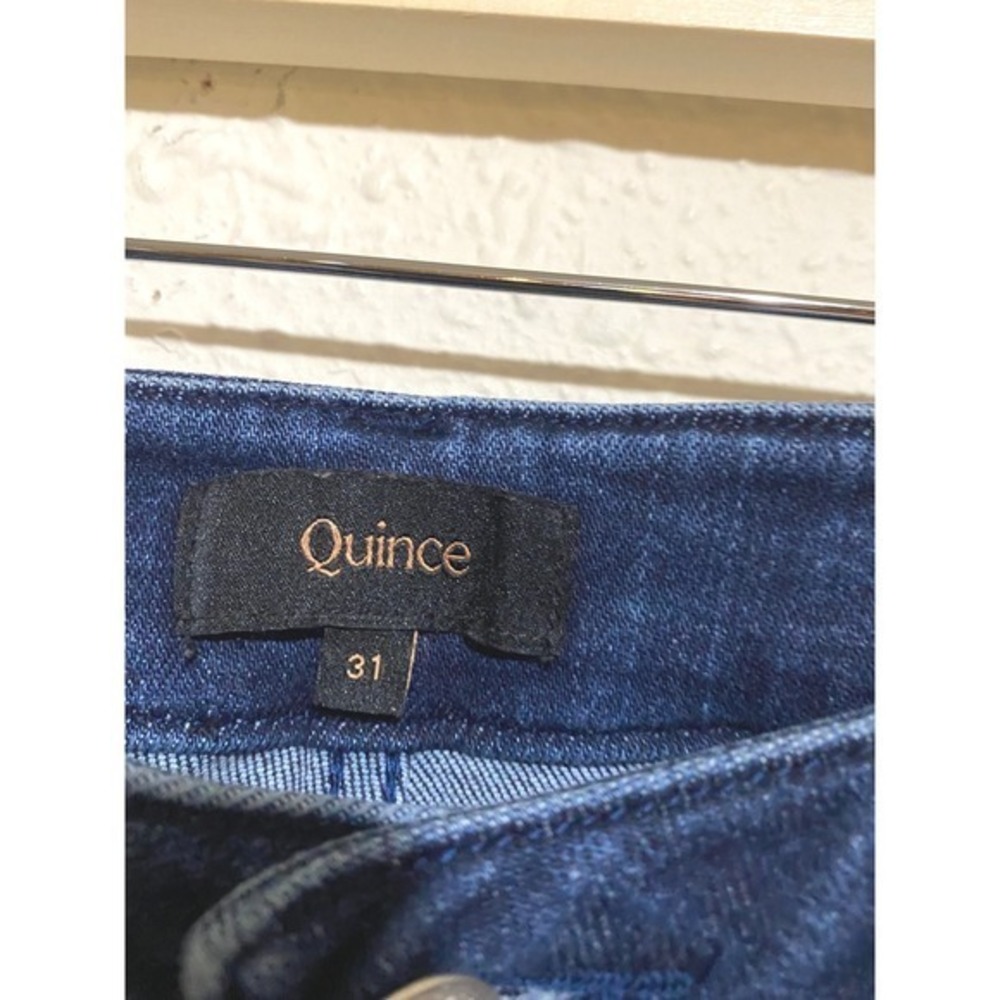 Quince Stretch High Rise patch pocket Y3K Pocket Wide Leg Jeans Dark Wash 31 - Picture 2 of 8